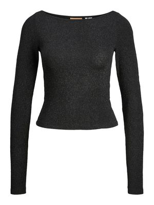 JXSIGGA STR GLITTER BOATNECK LS TOP JRS Black