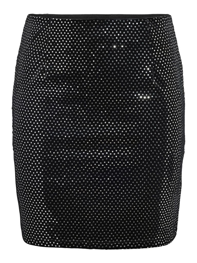 NMDEVIN N/W SEQUIN SKIRT Black-SILVER SEQUINS