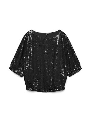 VMKAJE SS BALLOON SHORT SQ TOP JRS GA Black-BLACK SEQUINS