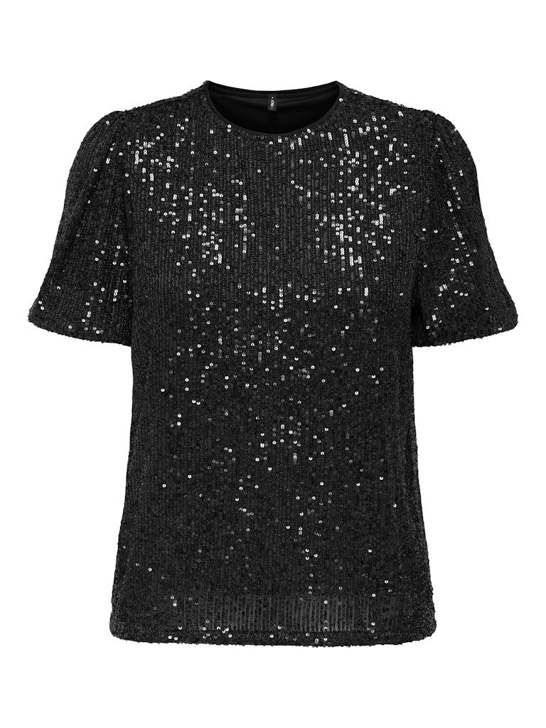 ONLANA S/S LOOSE SEQUINS TOP JRS Black/Black sequins