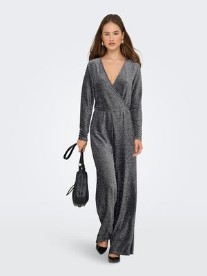 ONLRICH L/S GLITTER JUMPSUIT JRS Black/Silver glitter