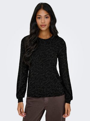 ONLCAROL L/S GLITTER BOW TOP BOX JRS Black-Zil zebra (black)