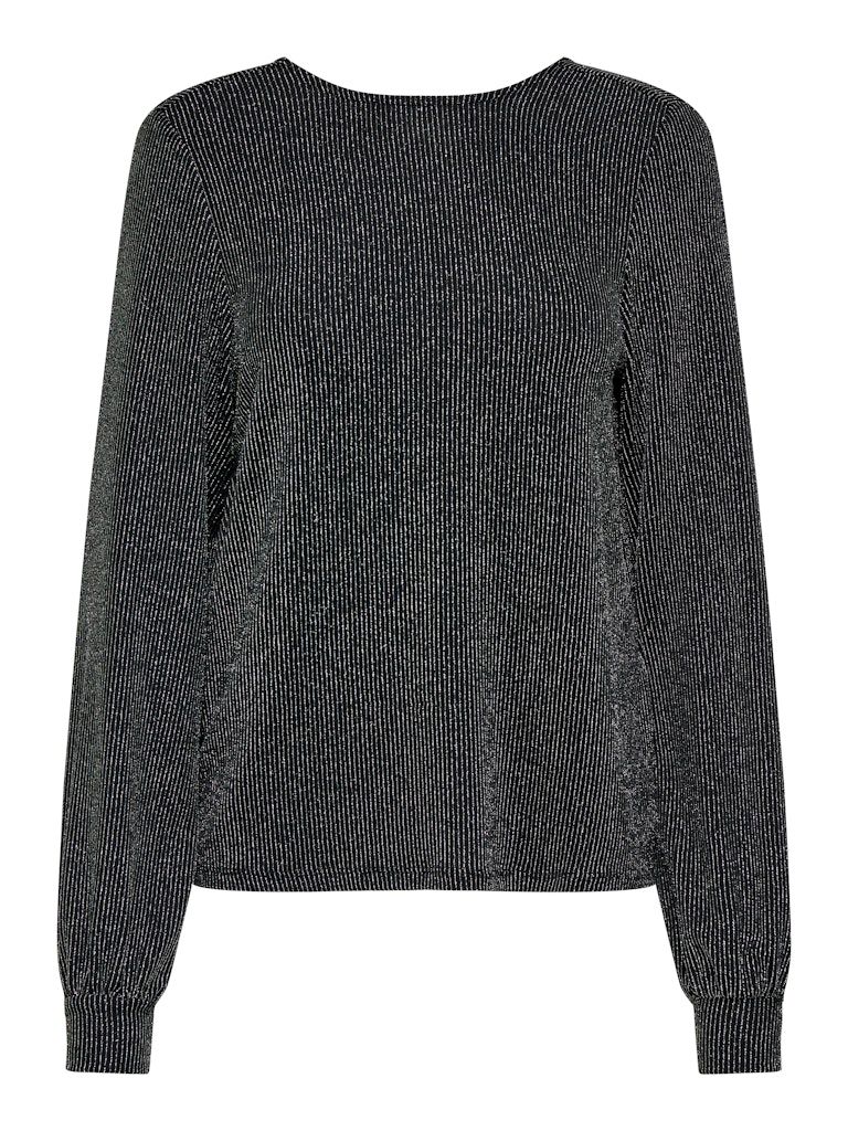 ONLCAROL L/S GLITTER BOW TOP BOX JRS Black-Silver glitter