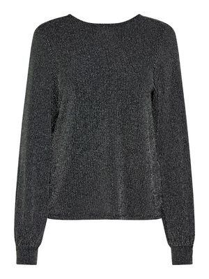 ONLCAROL L/S GLITTER BOW TOP BOX JRS Black-Silver glitter