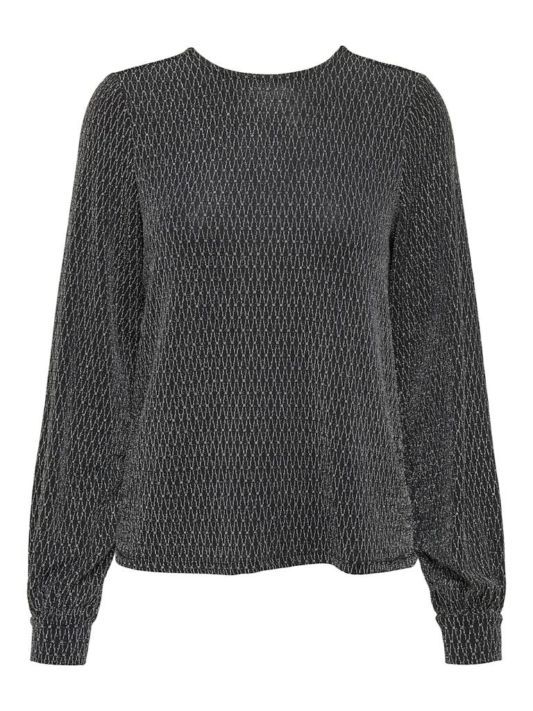 ONLCAROL L/S GLITTER BOW TOP BOX JRS Black-Harlekin silver