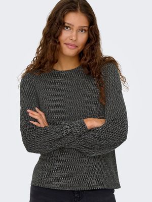 ONLCAROL L/S GLITTER BOW TOP BOX JRS Black-Harlekin silver