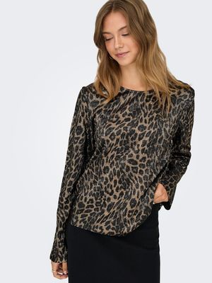 ONLLULA L/S SHINE O-NECK TOP BOX JRS Black-Cari leo (gold)