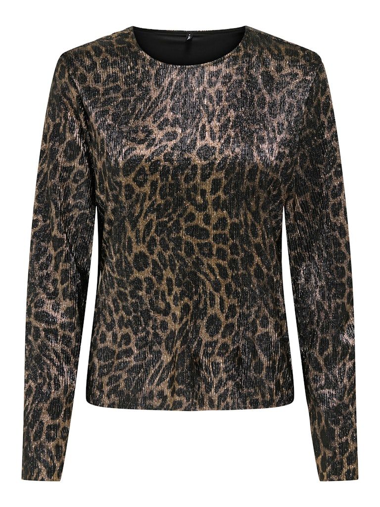 ONLLULA L/S SHINE O-NECK TOP BOX JRS Black-Cari leo (gold)