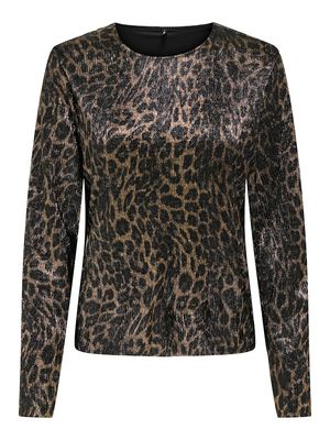 ONLLULA L/S SHINE O-NECK TOP BOX JRS Black-Cari leo (gold)