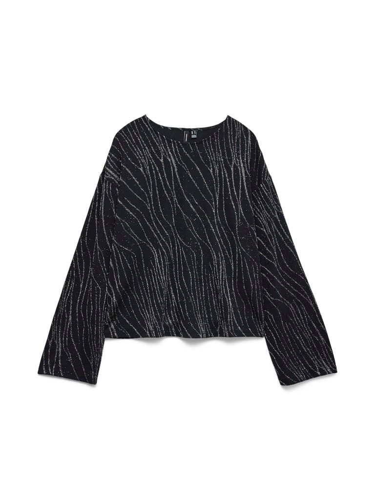 VMNITA LS O-NECK TOP JRS GA Black-Silver lurex