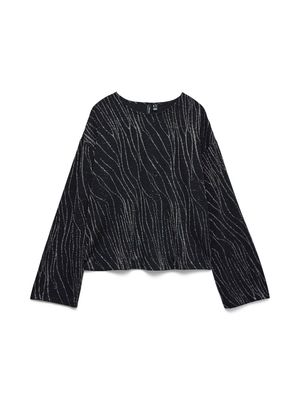 VMNITA LS O-NECK TOP JRS GA Black-Silver lurex