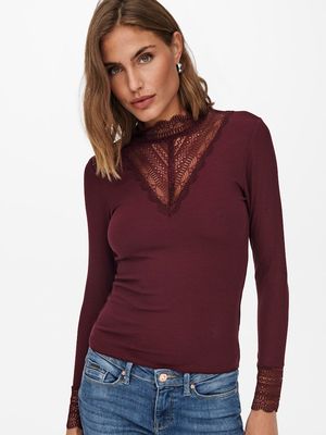 ONLTILDE L/S HIGH NECK LACE TOP JRS NOOS Port Royale