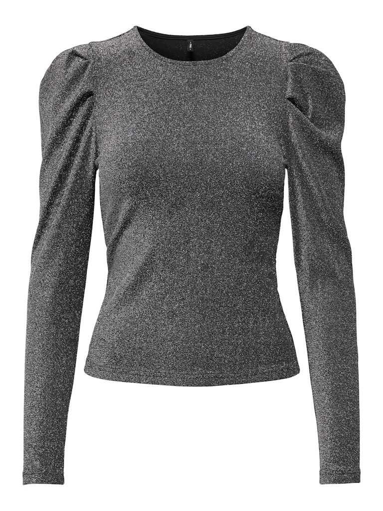 ONLRICH L/S GLITTER PUFF TOP JRS Black-Silver glitter