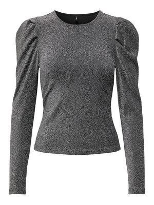 ONLRICH L/S GLITTER PUFF TOP JRS Black-Silver glitter