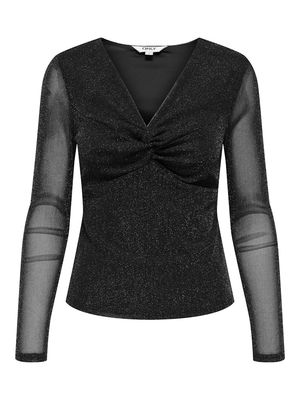 ONLMELLA L/S KNOT GLIT TOP WVN Black