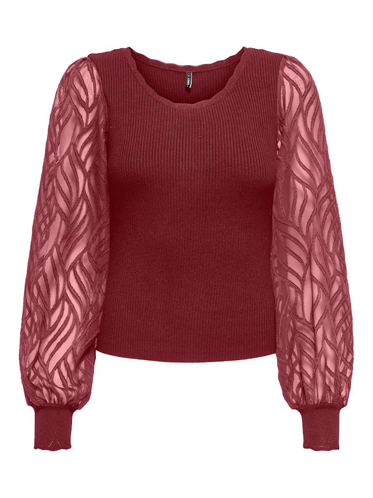 ONLJULIE LS RIB MIX O-NECK CC KNT Cabernet-Dtm Lace