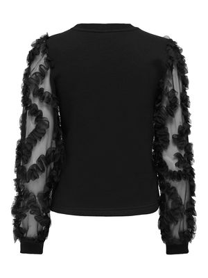 ONLLAVIN L/S O-NECK MIX CS SWT Black-Black mesh sleeves