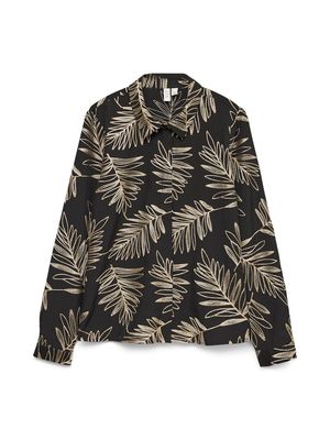 VMGERTRUDE L/S SHIRT WVN BTQ GA Black-W GOLD LEAVE EMB