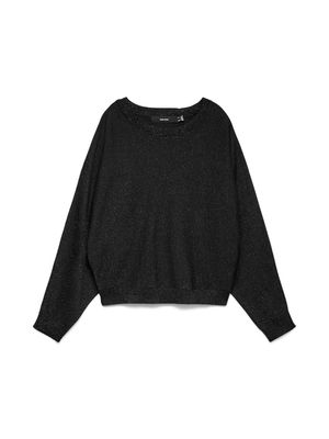 VMHAPPYGLITTER LS O-NK BATWING PULLO BOO Black-DTM LUREX