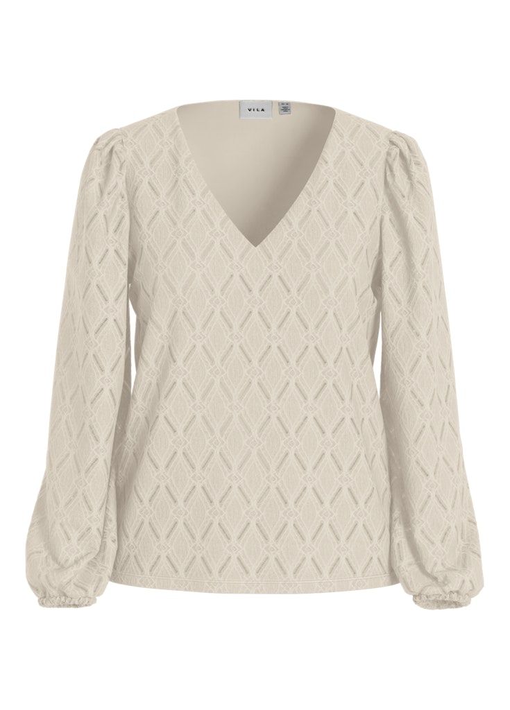 VIFERO V-NECK L/S TOP/DFS/PB Birch