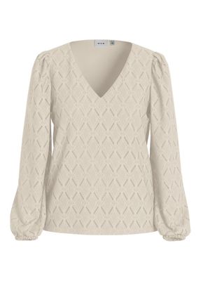 VIFERO V-NECK L/S TOP/DFS/PB Birch