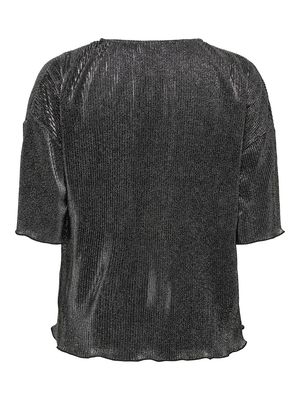 JDYVILMA S/S O NECK TOP JRS DIA Black-SILVER