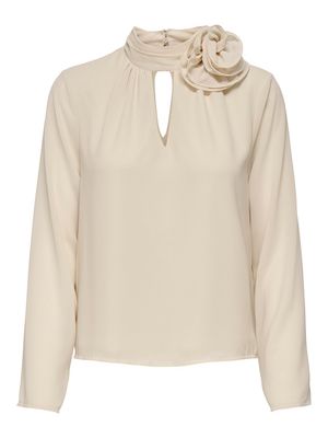 JDYNOMI L/S HIGH NECK ROSE TOP WVN Whitecap Gray