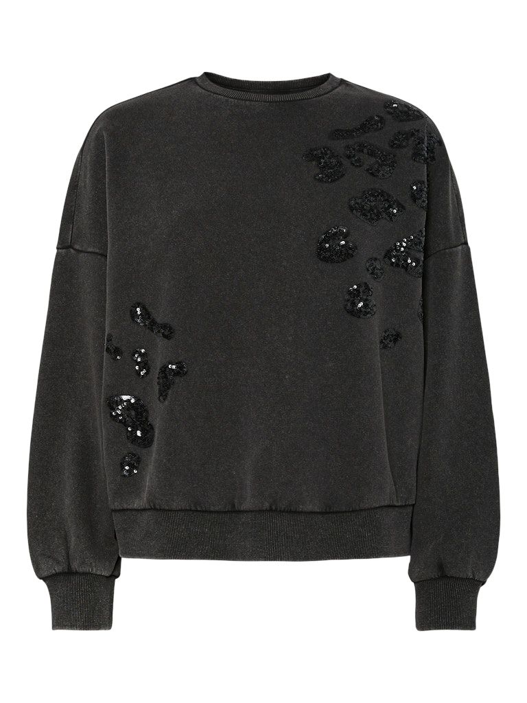PCMIE LS SEQUINS SWEATSHIRT JRS Black/Leo sequins