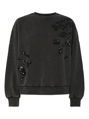 PCMIE LS SEQUINS SWEATSHIRT JRS Black/Leo sequins