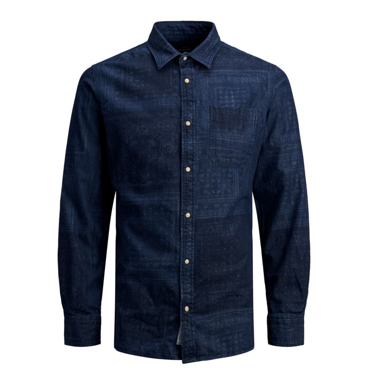 JPRRICK DENIM SHIRT L/S ONE POCKET Dark Blue Denim/SLIM
