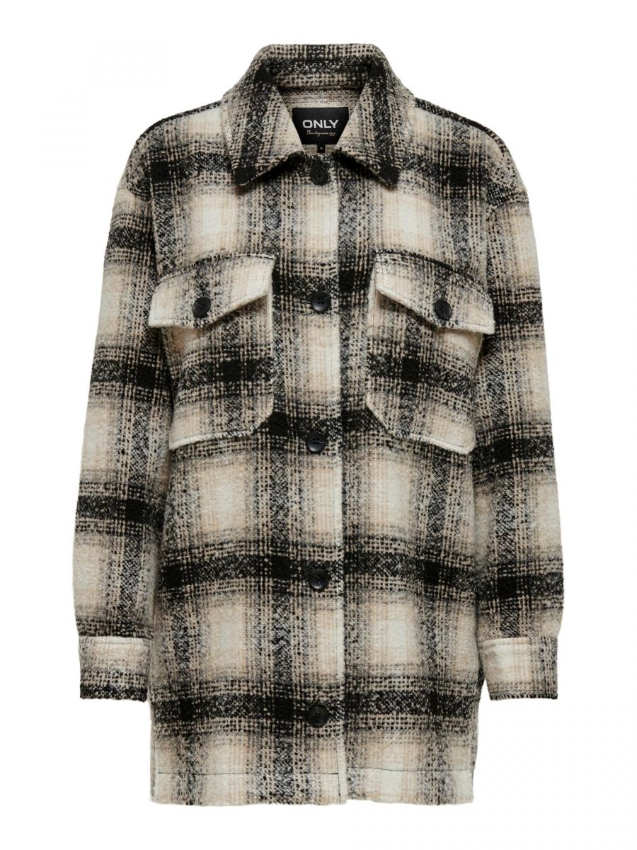 ONLALLISON CHECK SHACKET OTW Pumice Stone-BLACK