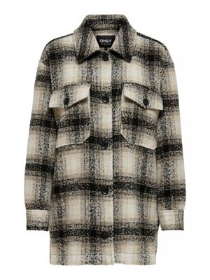 ONLALLISON CHECK SHACKET OTW Pumice Stone-BLACK
