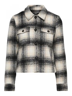 ONLLOU SHORT CHECK JACKET OTW NOOS Pumice Stone-BLACK