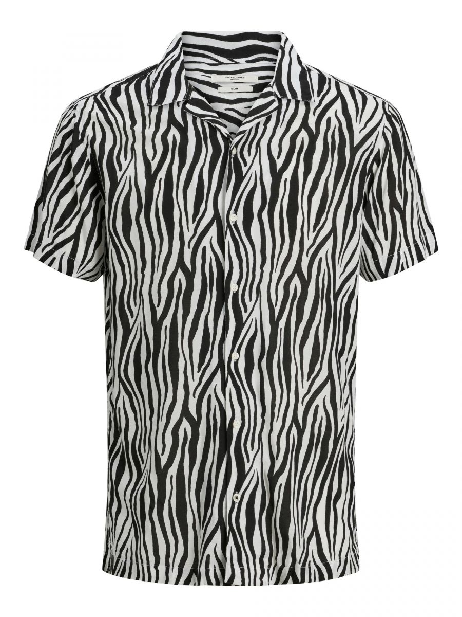 JPRBLAANIMAL VISCOSE SHIRT S/S White// SLIM