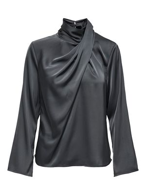 JDYROCKY L/S HIGH NECK TOP WVN Asphalt