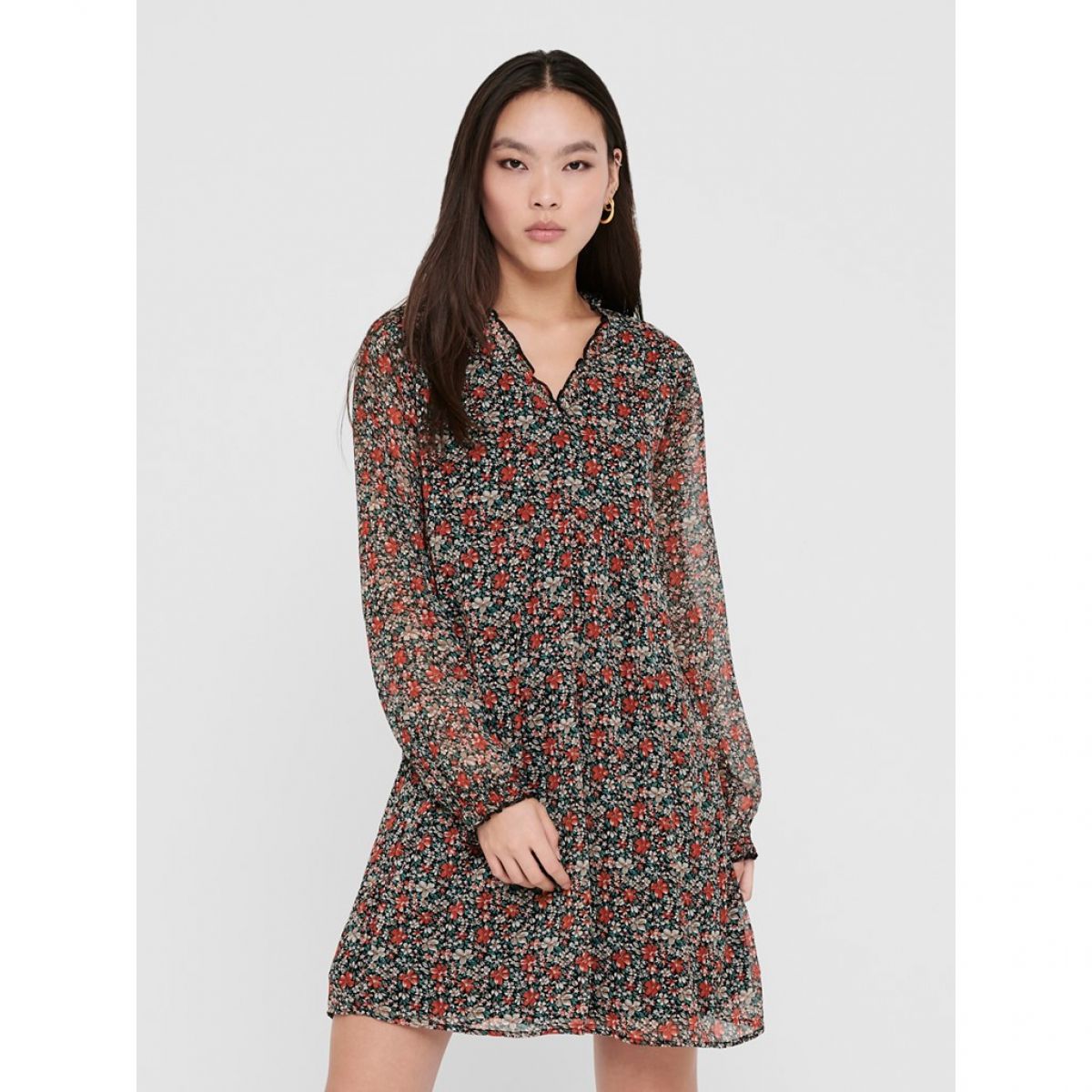 JDY FLORA DITSY AOP LS Black