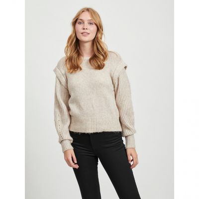 VICATINA PANEL L/S KNIT TOP/CAMP Natural Melange