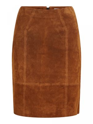 VIFAITH HW SUEDE SLIT SKIRT Oak Brown