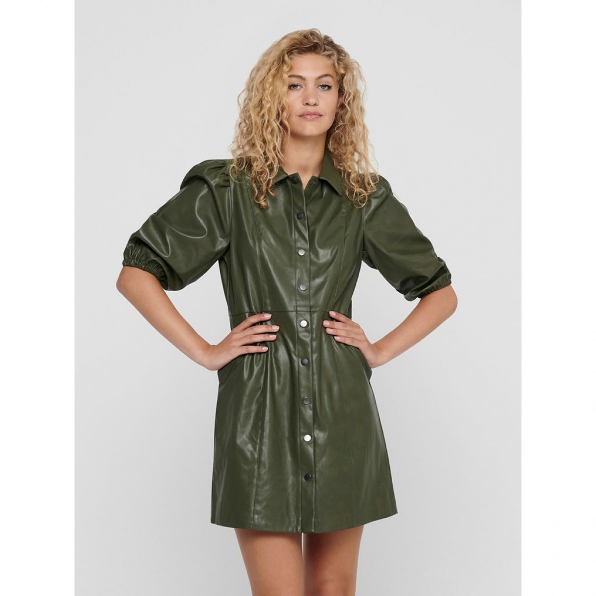 ONLRILLA PUFF FAUX LEATHER DRESS PNT Sea Turtle