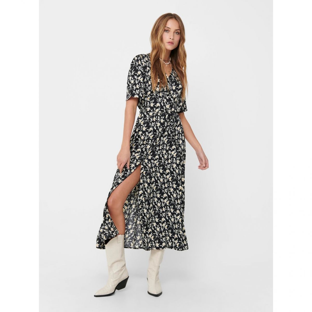 JDYROCK 2/4 LONG SHIRT DRESS WVN Black/FLOWER