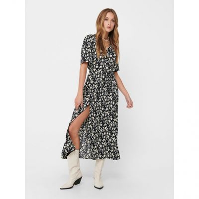 JDYROCK 2/4 LONG SHIRT DRESS WVN Black/FLOWER