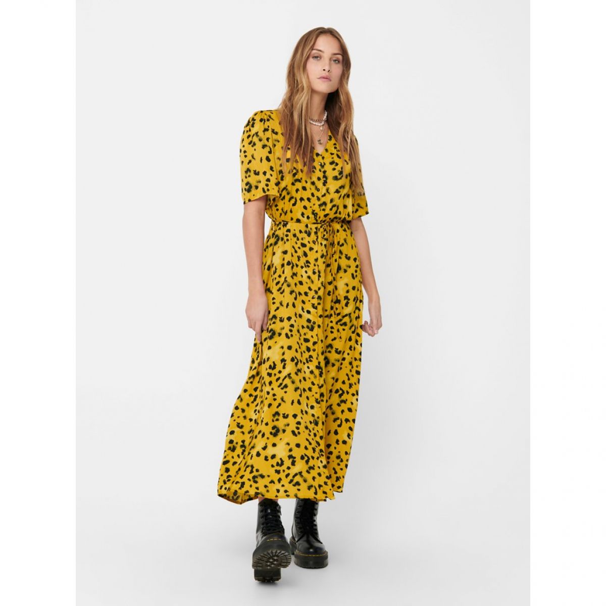 JDYROCK 2/4 LONG SHIRT DRESS WVN Harvest Gold/GEOMETR