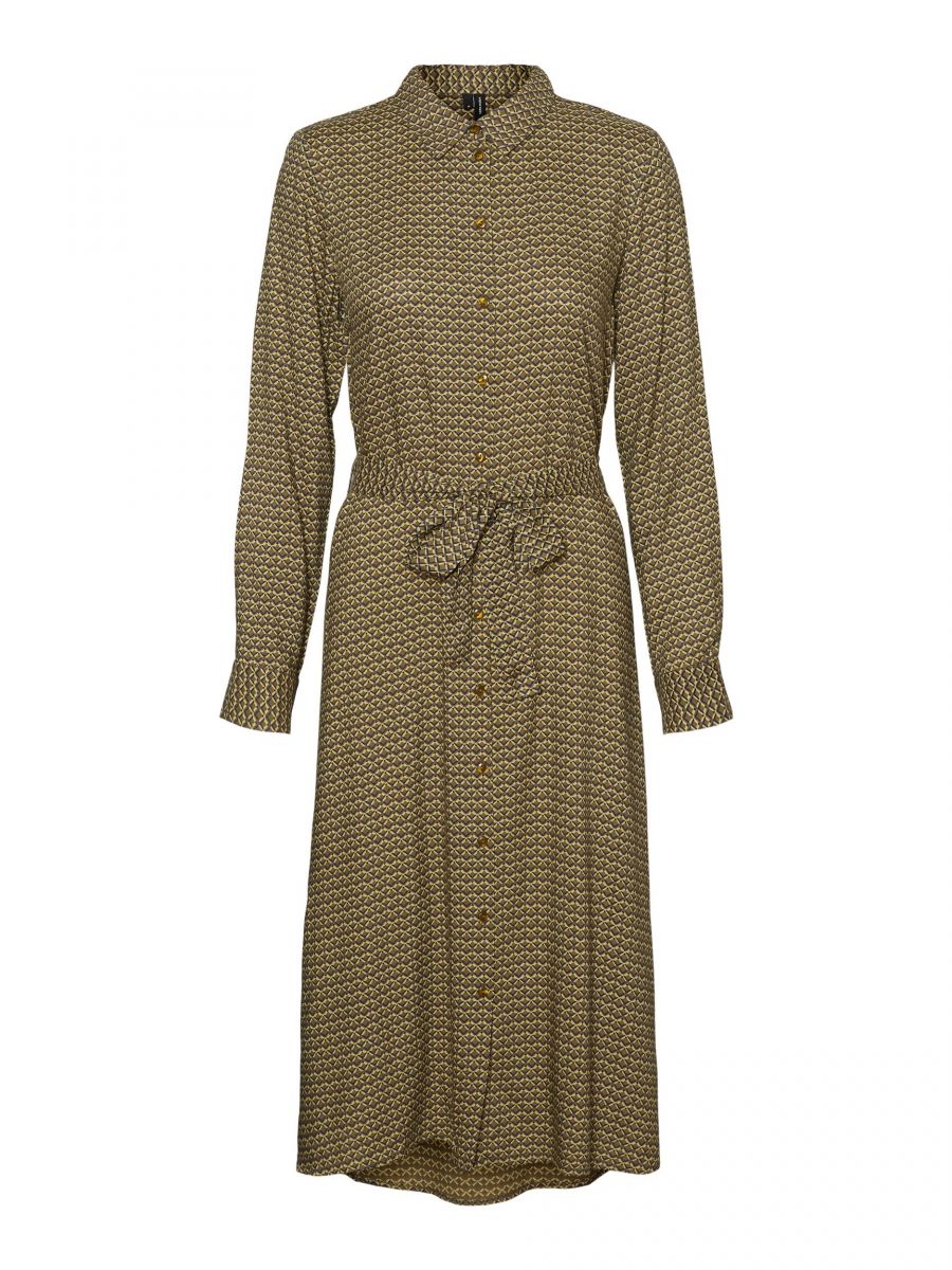 VMCARMEN LS CALF SHIRT DRESS WVN GA Fir Green/VALLOT