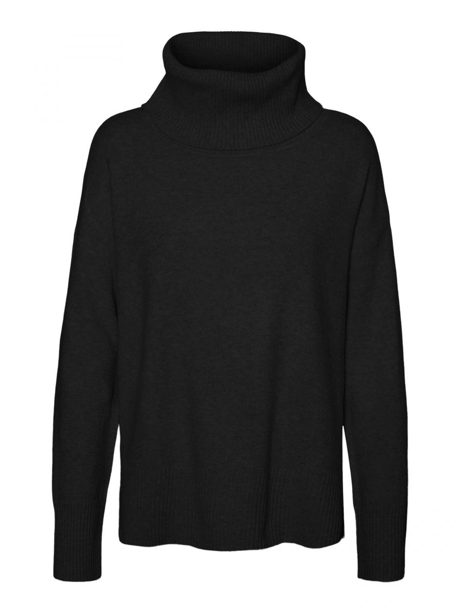 VMDOFFY LS COWLNECK BLOUSE GA NOOS Black-MELANGE