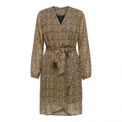 ONLSTAR L/S WRAP CHIFFON DRESS WVN Black/AUTUMN DITSY Bl