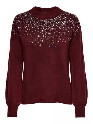 JDYNEWESTSPARKLE L/S PULLOVER KNT Russet Brown/W SEQUI