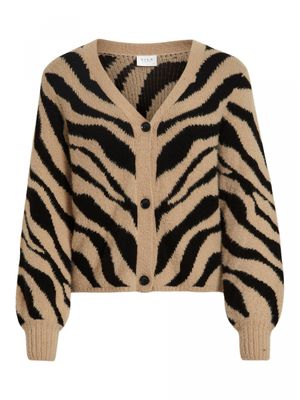 VIFEAMI KNIT ANIMAL L/S CARDIGAN/CAMP Black-nomad