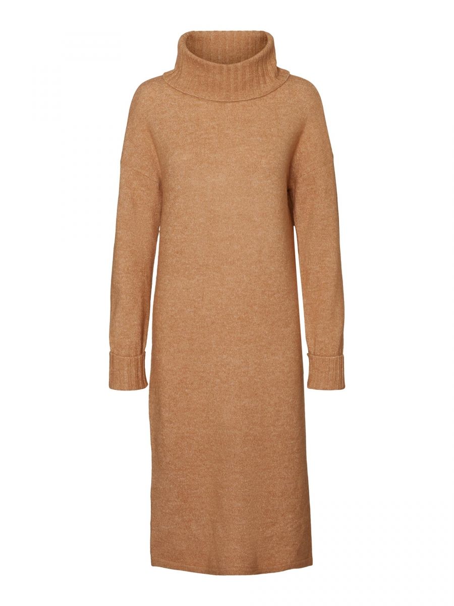 VMGAIVA LS COWL NECK DRESS GA KI Tan/W. MELANGE