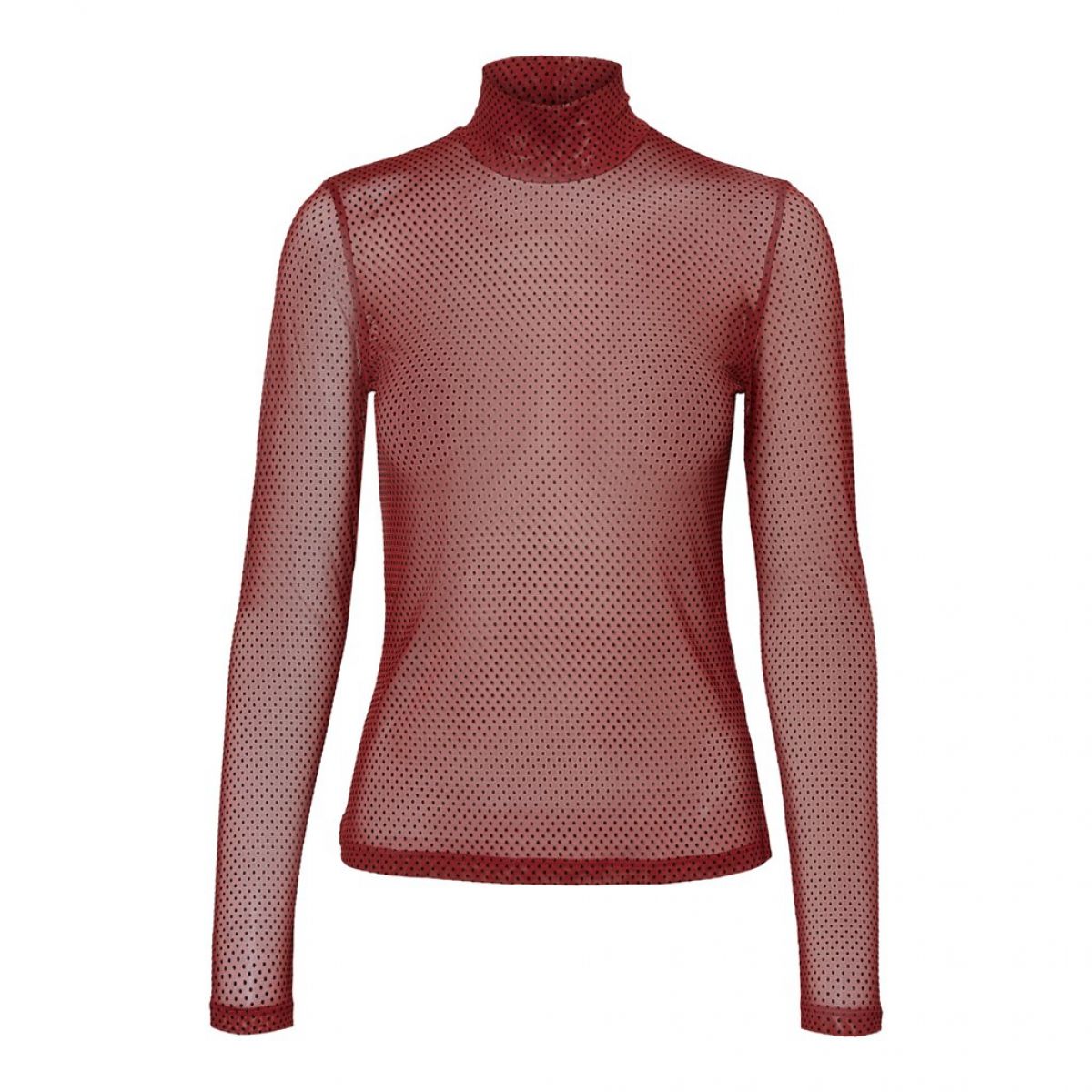 VMKELLY LS HIGH NECK TOP JRS Cabernet/DOT