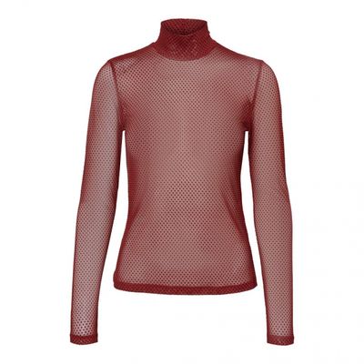 VMKELLY LS HIGH NECK TOP JRS Cabernet/DOT